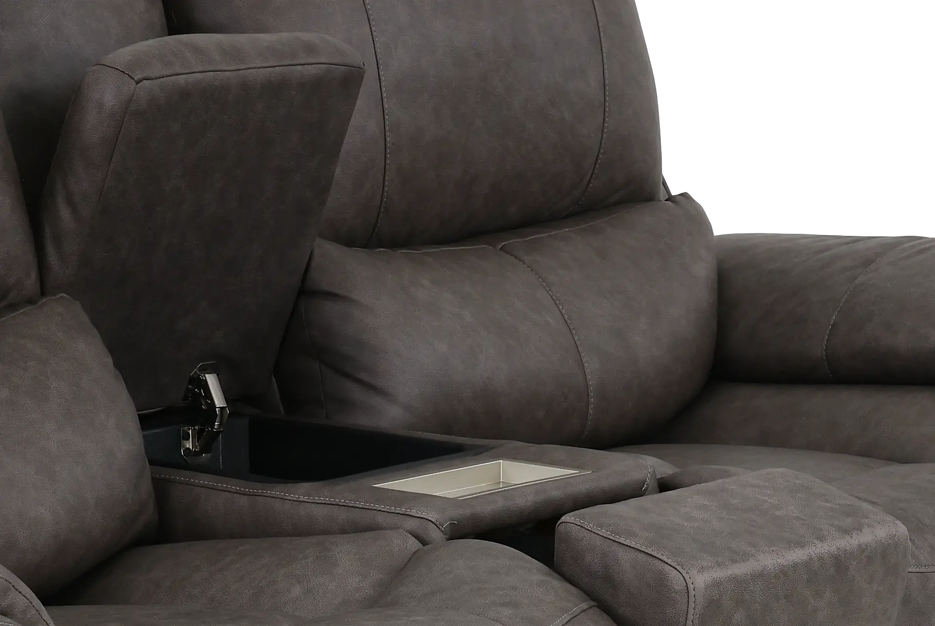 True Grit Greystone Power Reclining Loveseat with Console-7