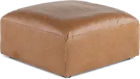Acadia Taupe Leather Ottoman