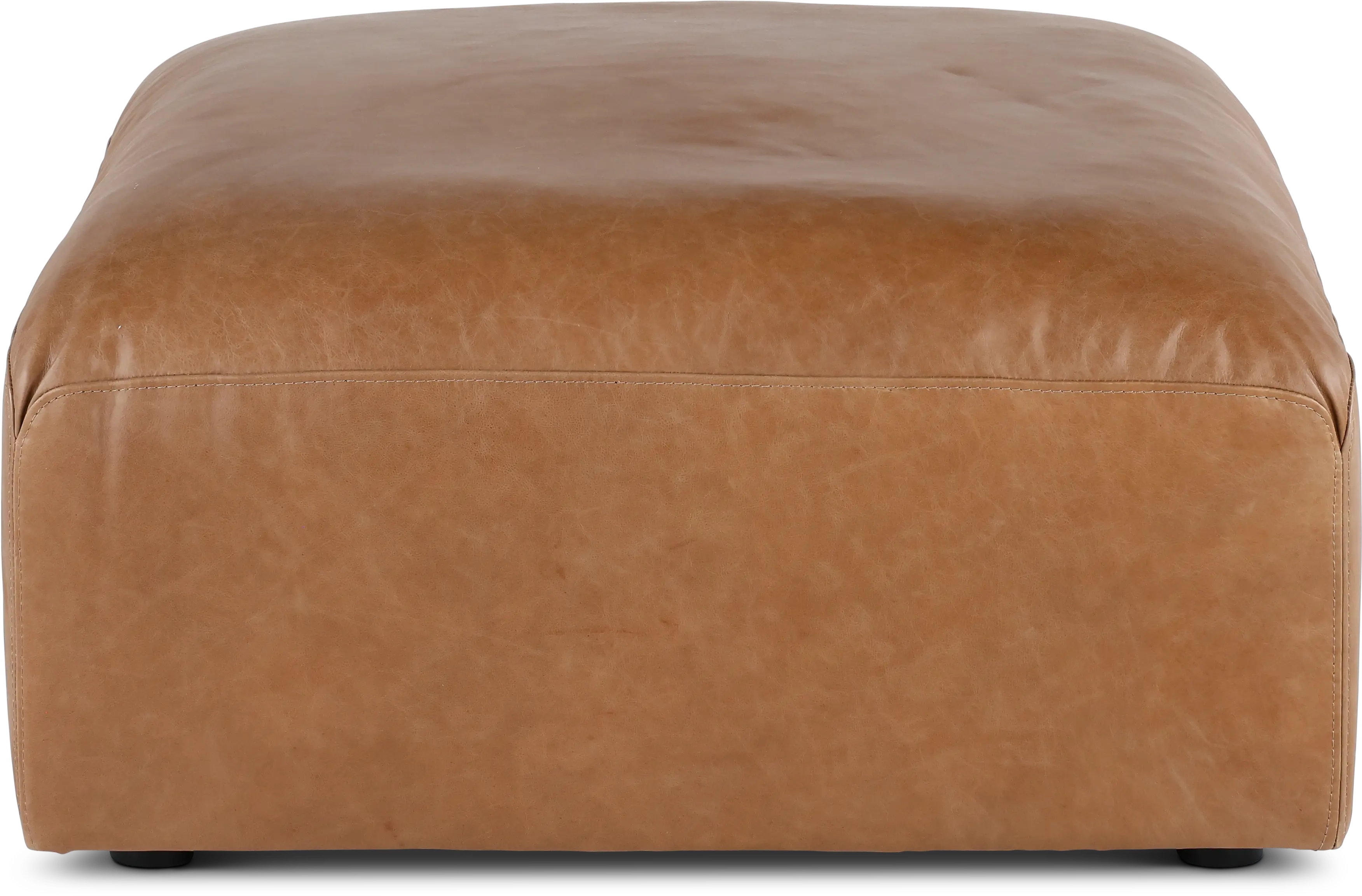 Acadia Taupe Leather Ottoman-4