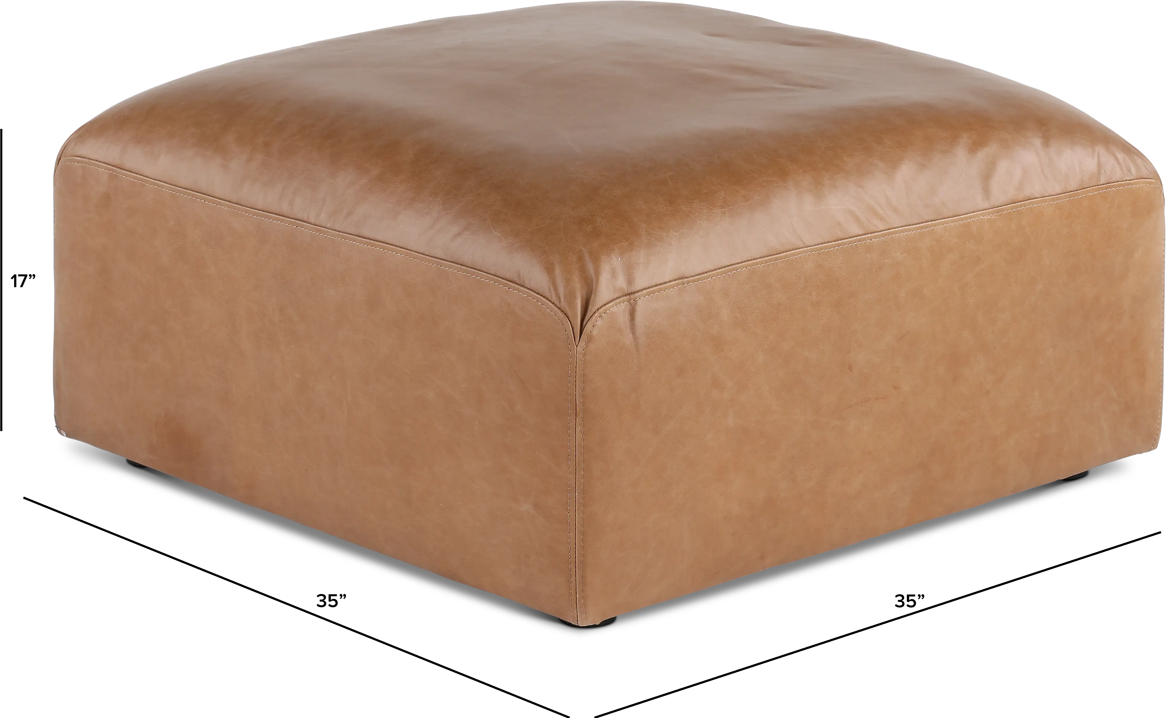 Acadia Taupe Leather Ottoman-3