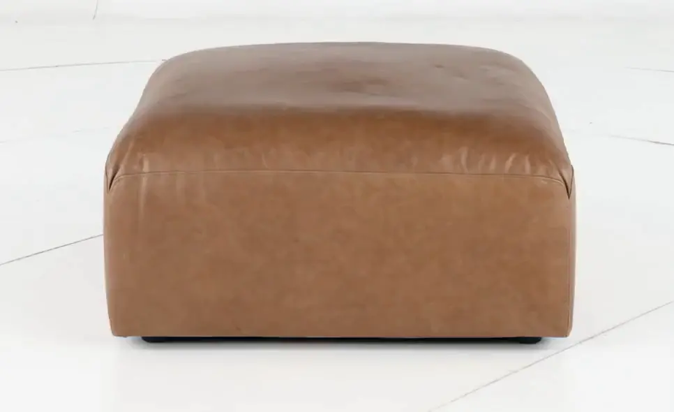 Acadia Taupe Leather Ottoman-5
