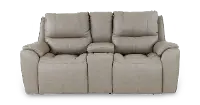 True Grit Platinum Power Reclining Loveseat with Console