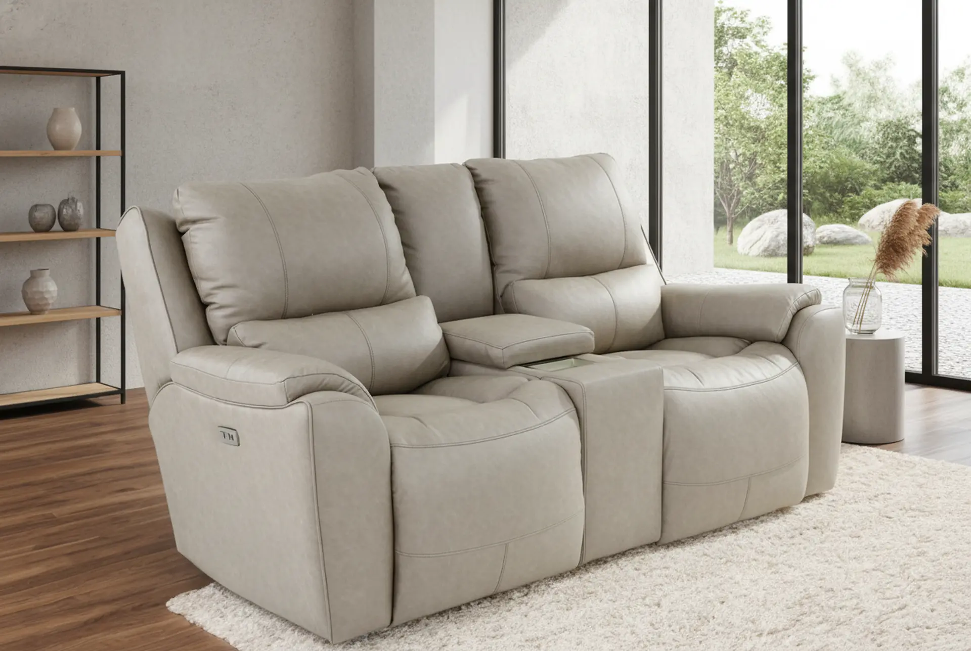 True Grit Platinum Power Reclining Loveseat with Console-2