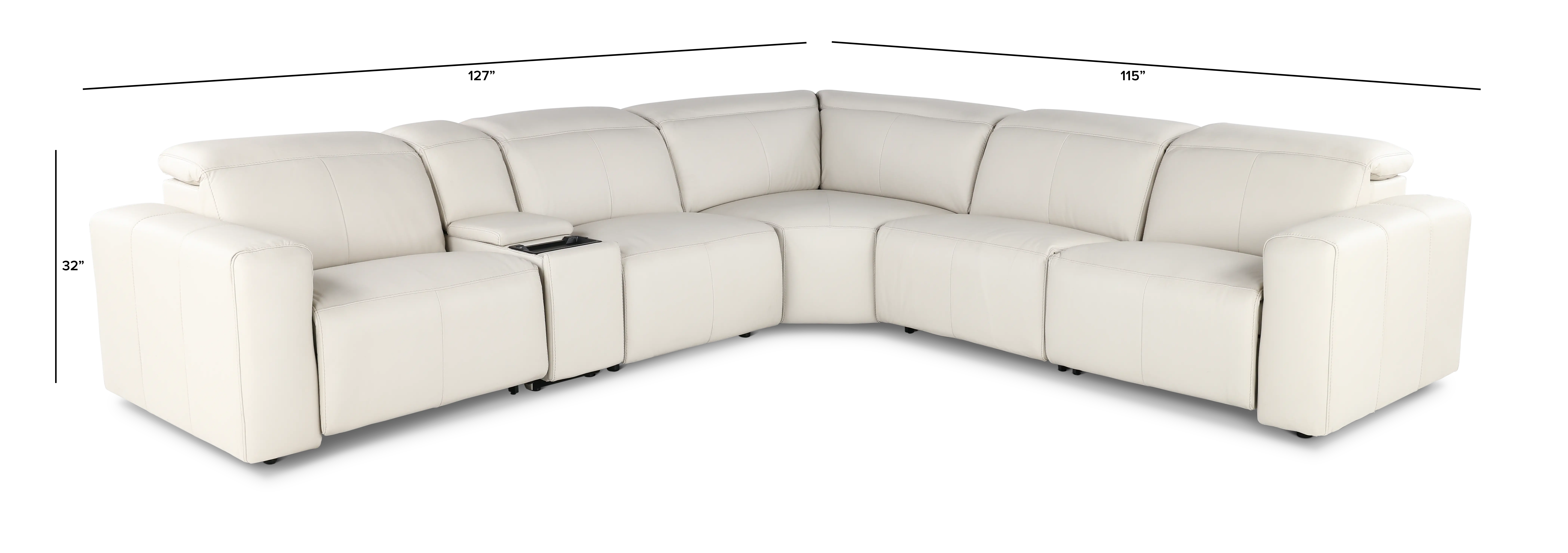 Airy Pebble White 6-Piece Power Reclining Sectional-3