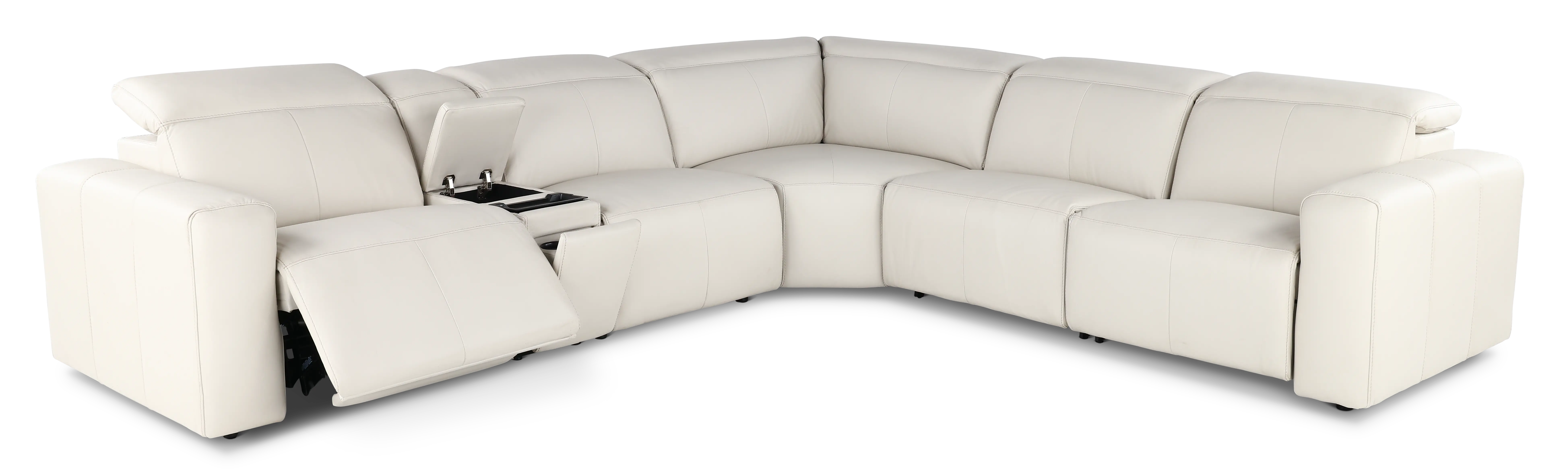 Airy Pebble White 6-Piece Power Reclining Sectional-4