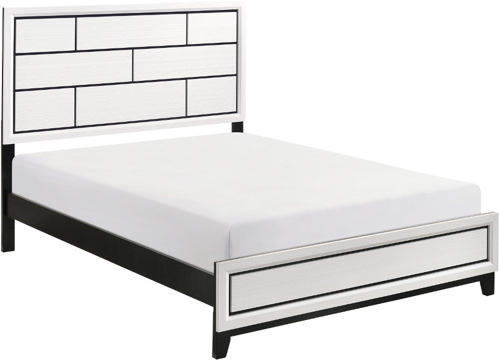 Davi White and Black Queen Bed