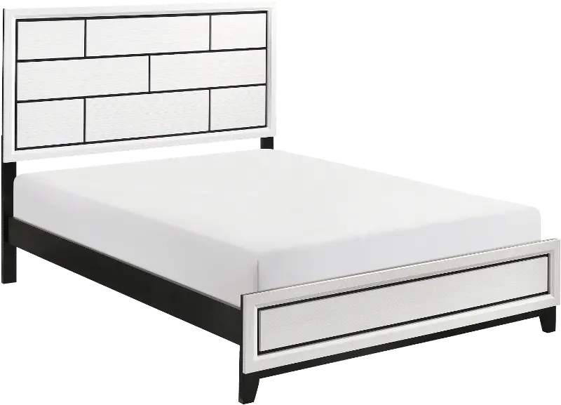 Davi White and Black Queen Bed