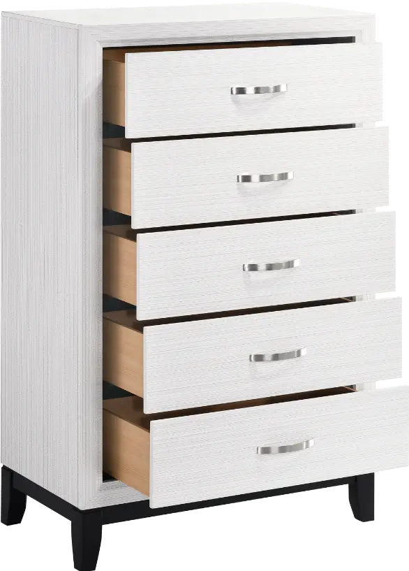 Davi White and Black Chest of Drawers-4