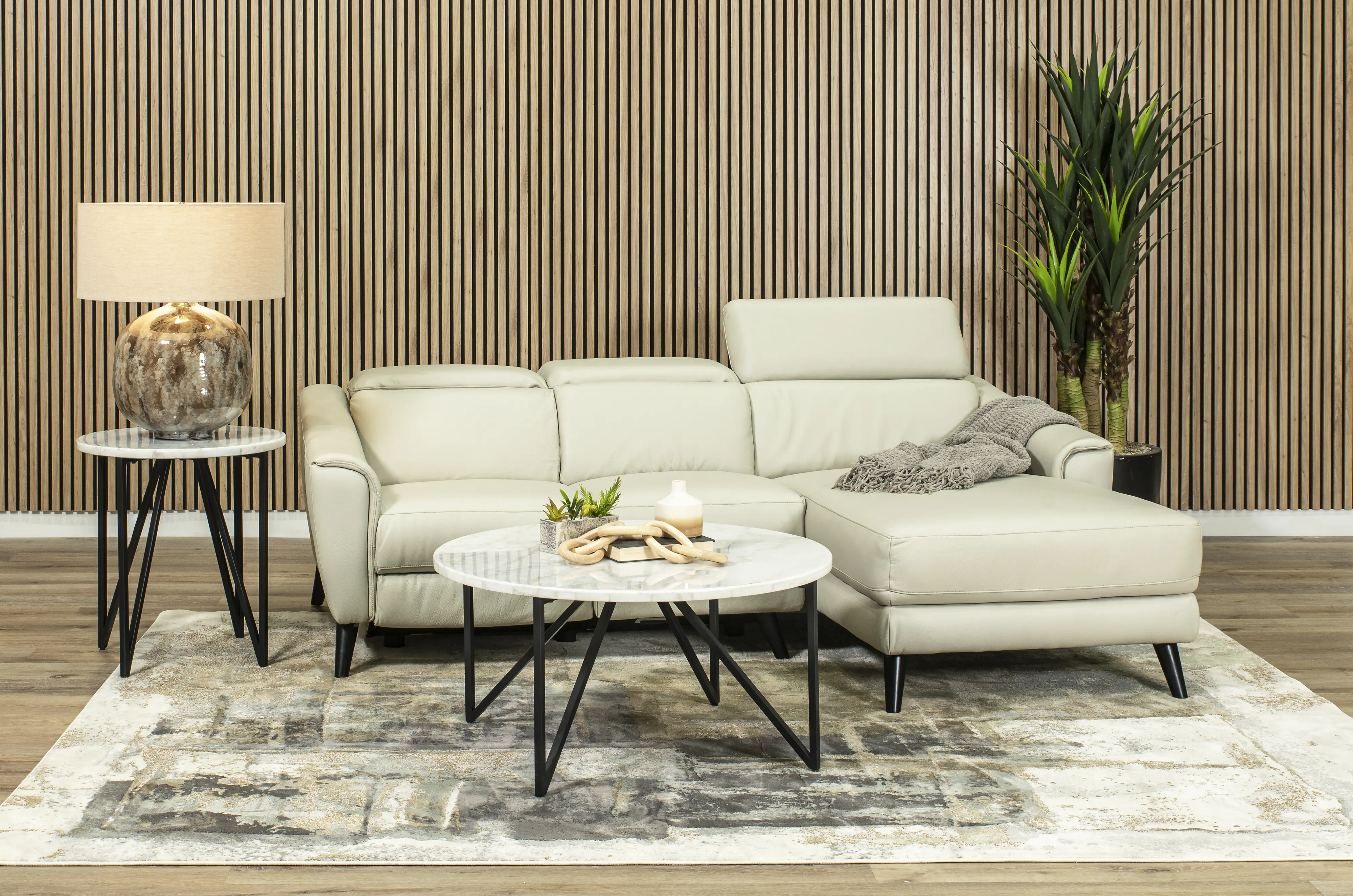 Charm Beige Leather 2-Piece Power Reclining Sectional-2