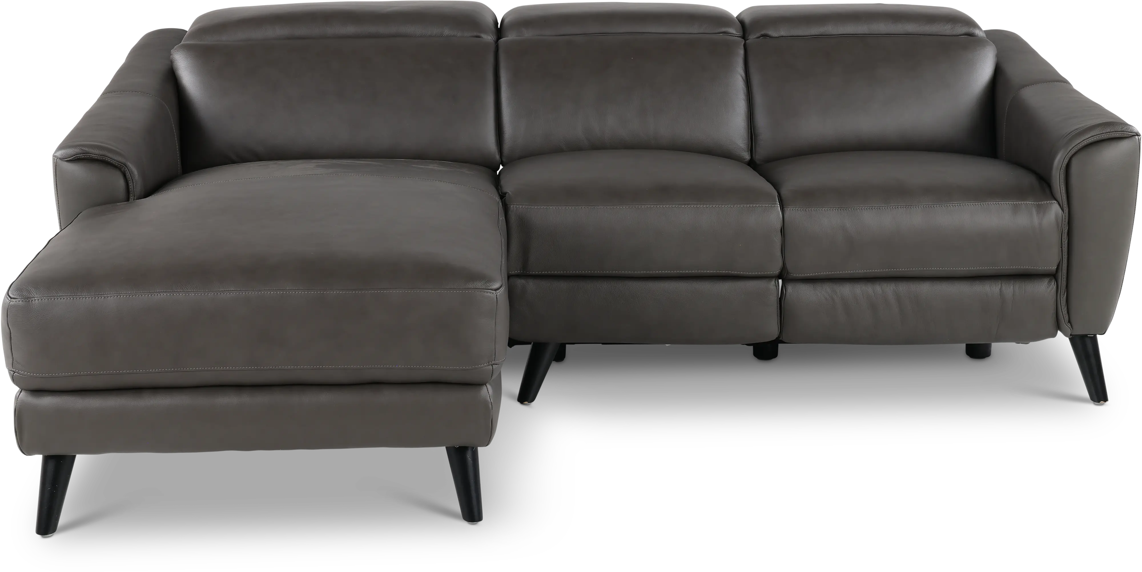 Charm Dark Gray Leather 2-Piece Power Reclining Sectional-1
