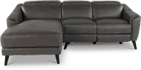 Charm Dark Gray Leather 2-Piece Power Reclining Sectional