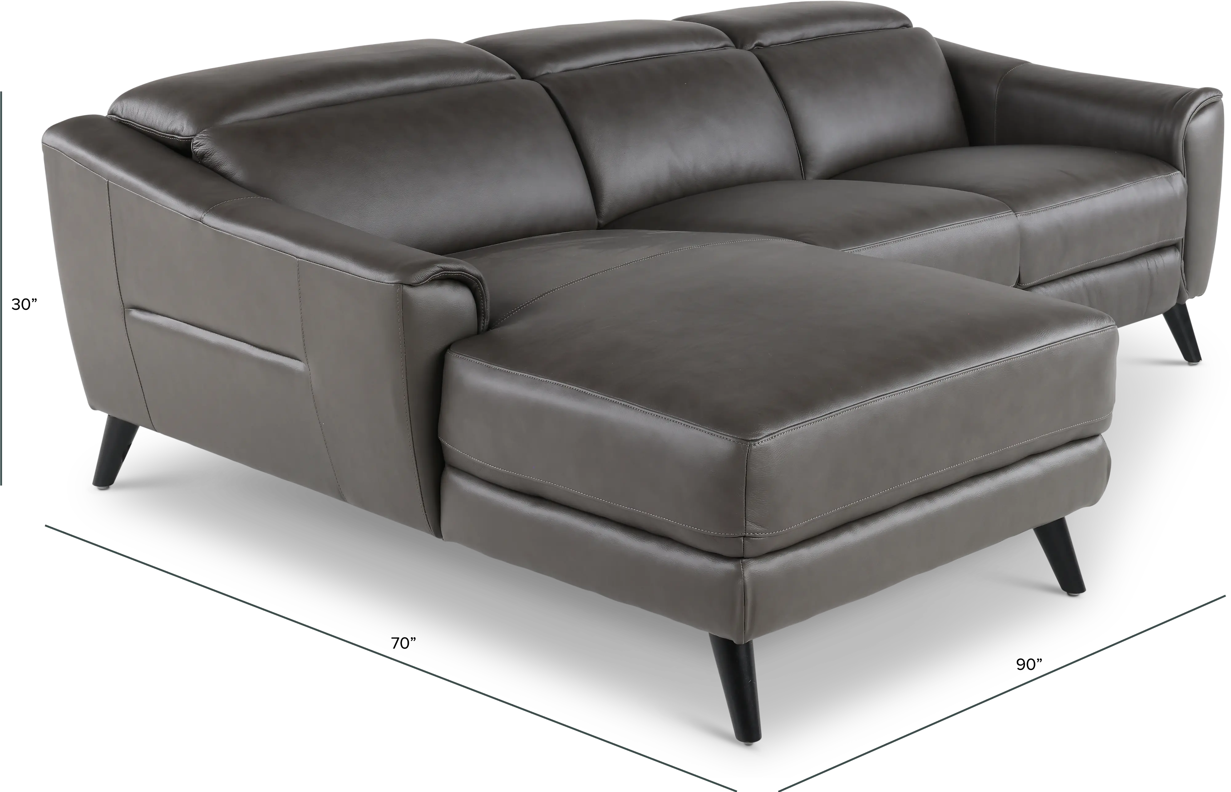 Charm Dark Gray Leather 2-Piece Power Reclining Sectional-3