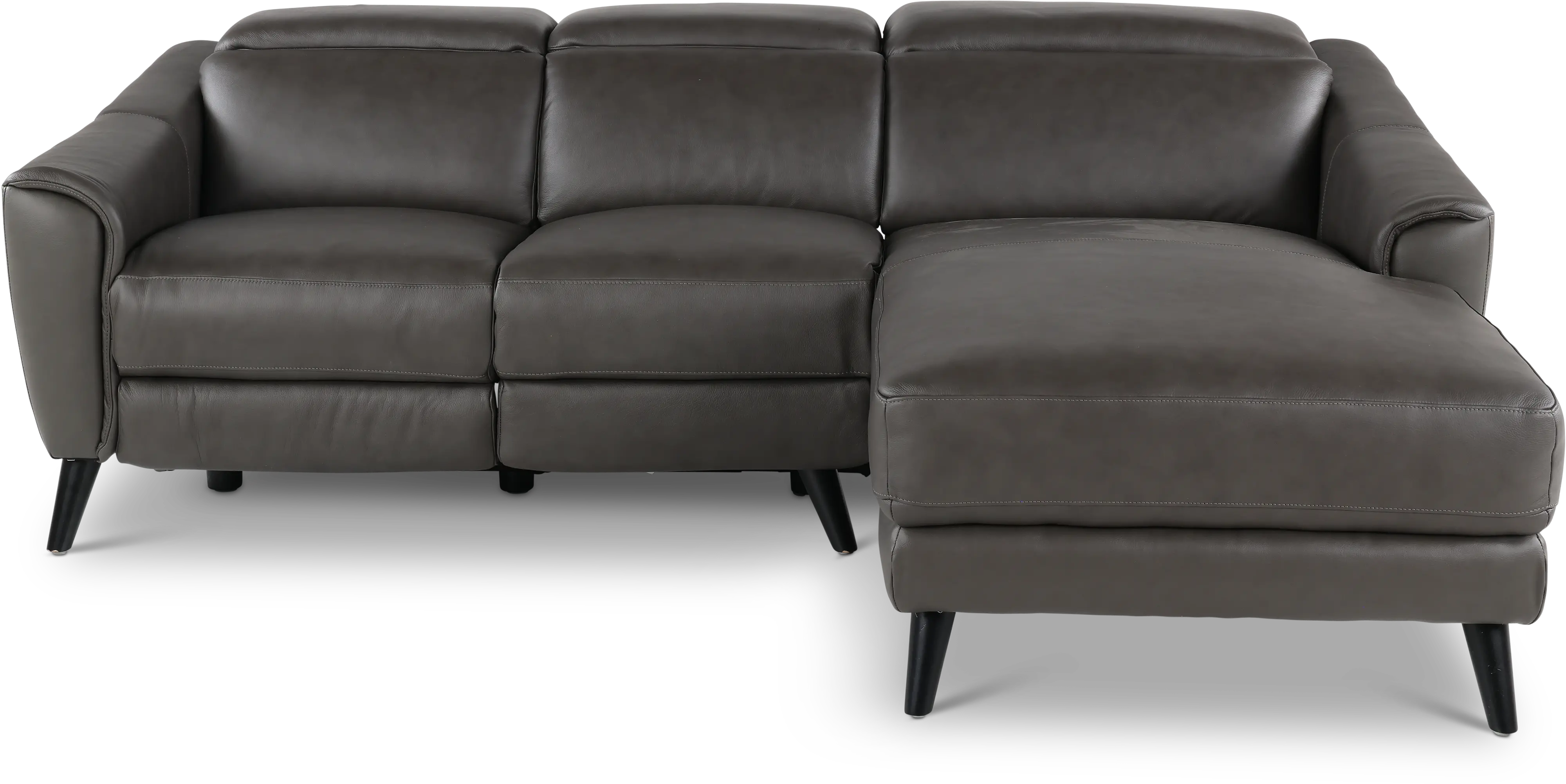 Charm Dark Gray Leather 2-Piece Power Reclining Sectional-1