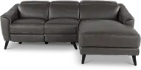 Charm Dark Gray Leather 2-Piece Power Reclining Sectional