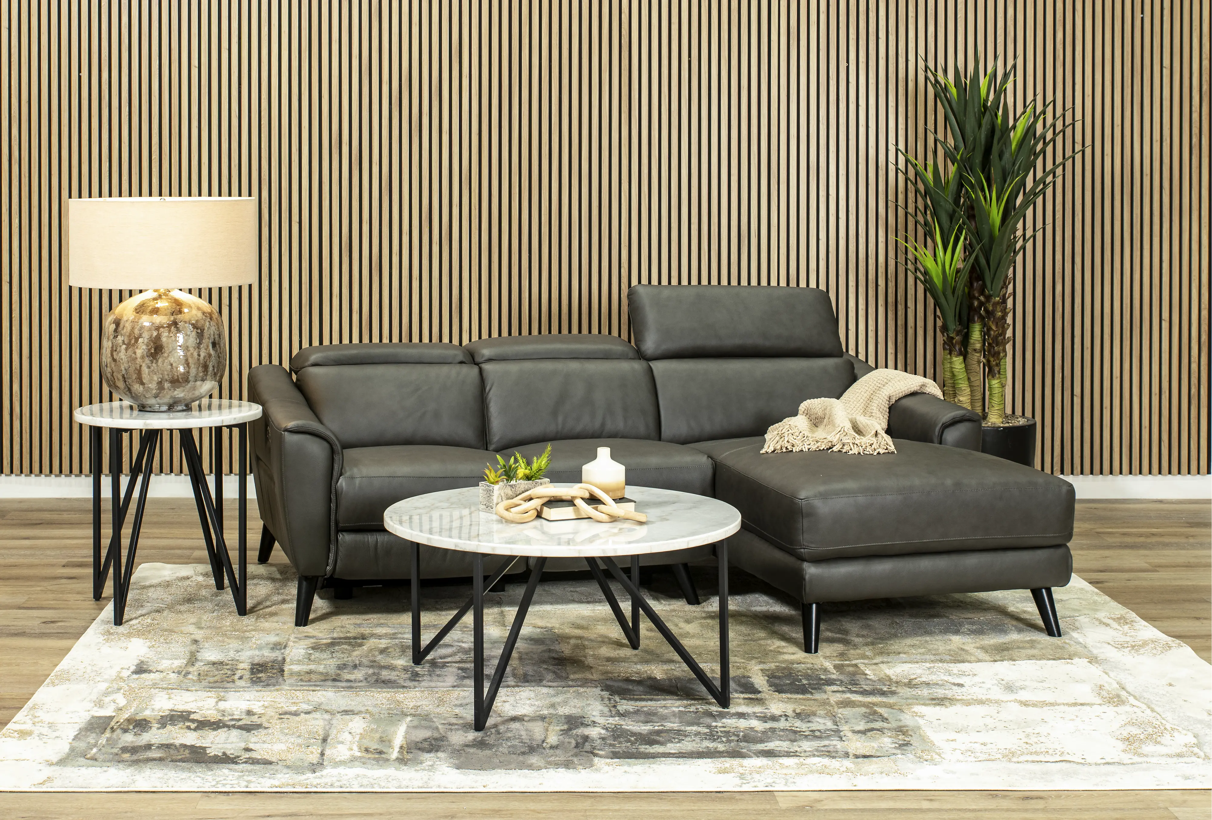 Charm Dark Gray Leather 2-Piece Power Reclining Sectional-2