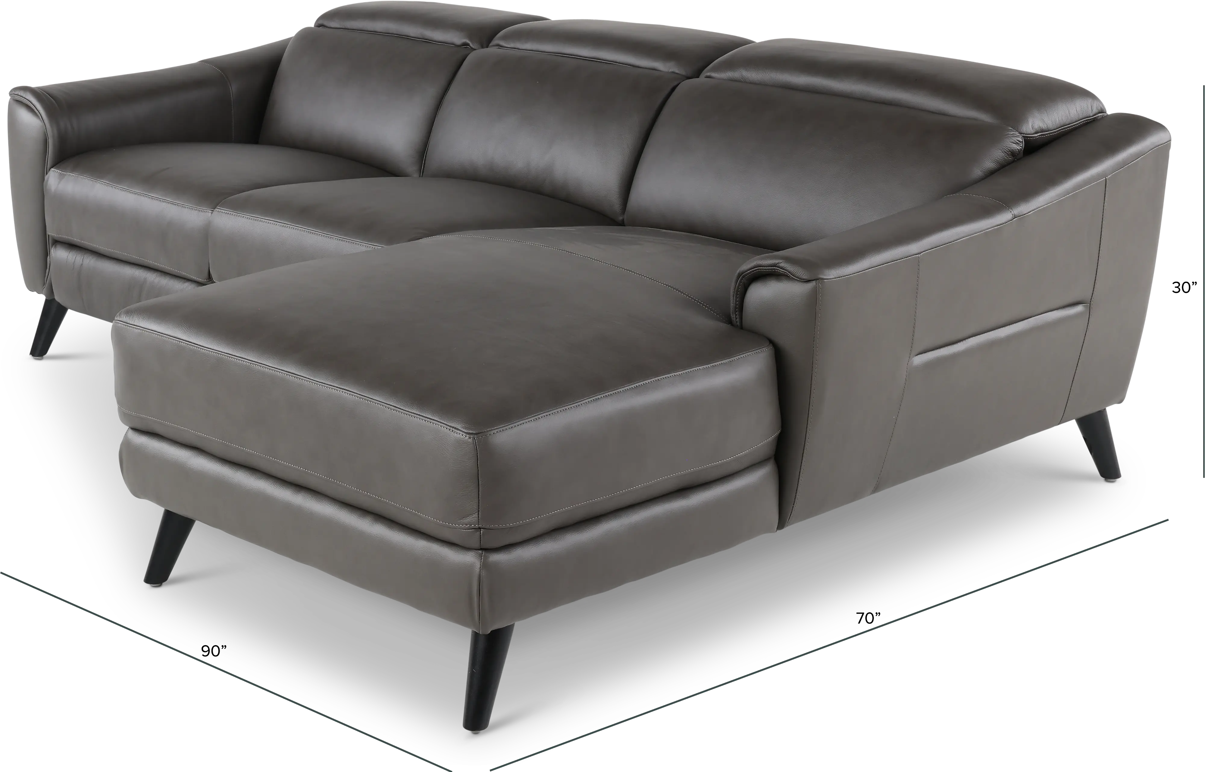 Charm Dark Gray Leather 2-Piece Power Reclining Sectional-3