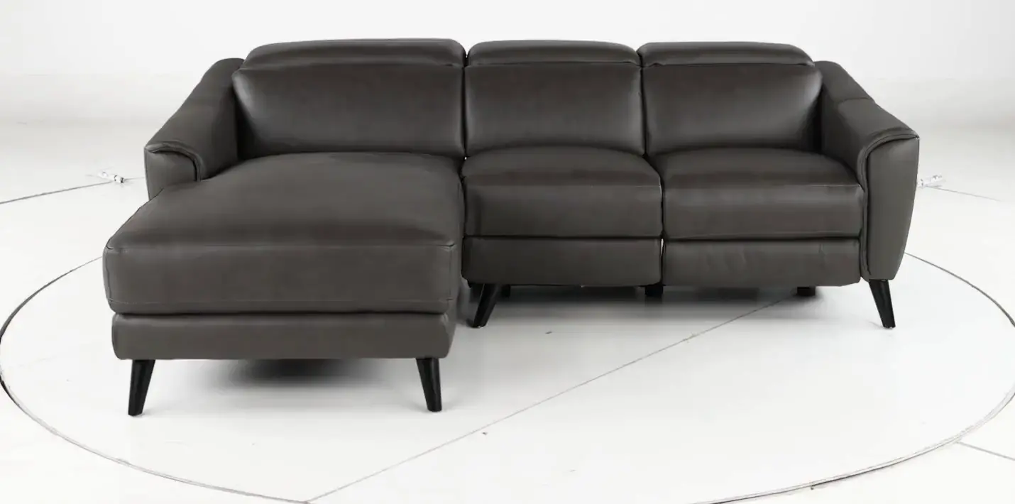 Charm Dark Gray Leather 2-Piece Power Reclining Sectional-5