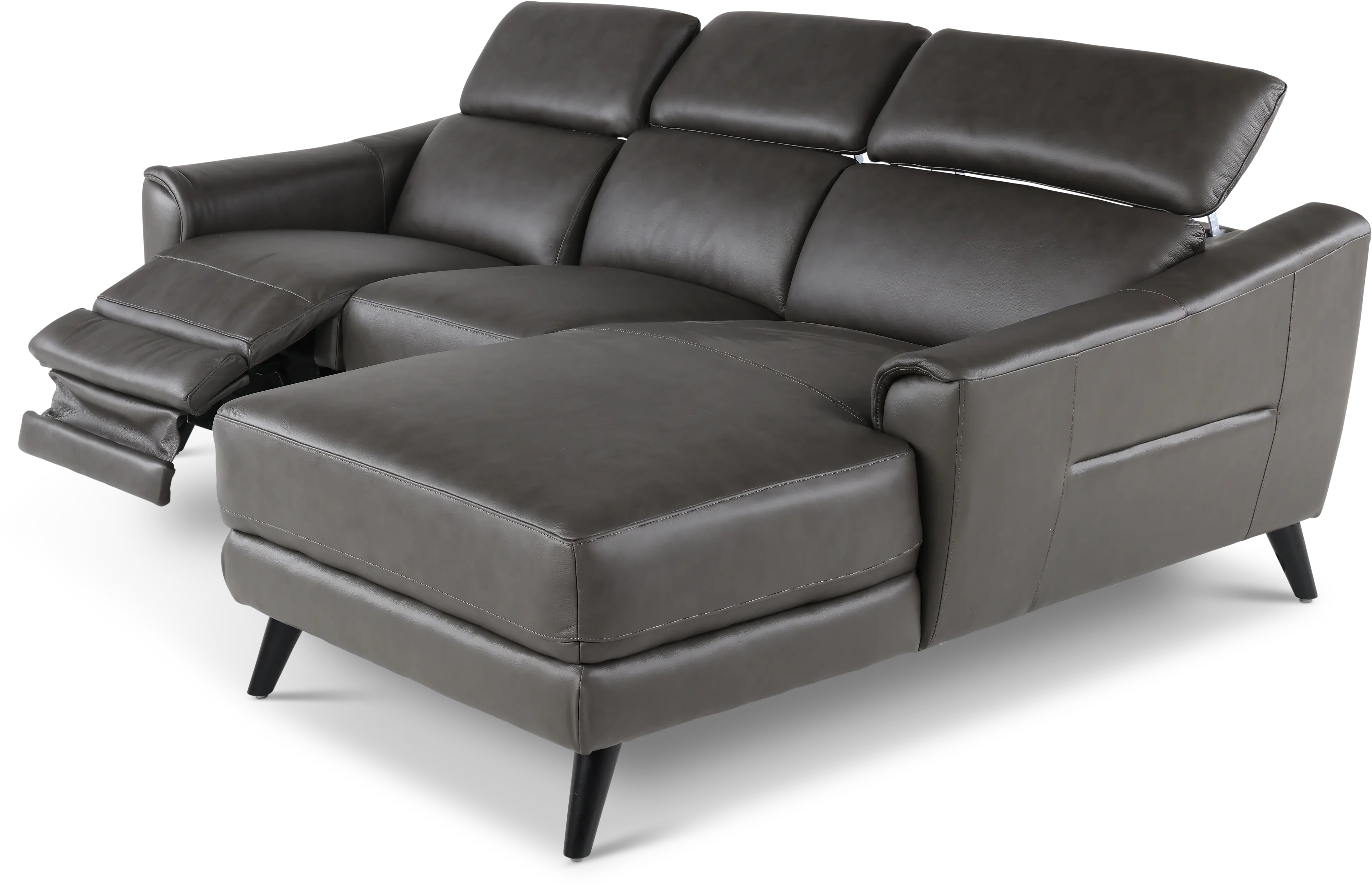 Charm Dark Gray Leather 2-Piece Power Reclining Sectional-6