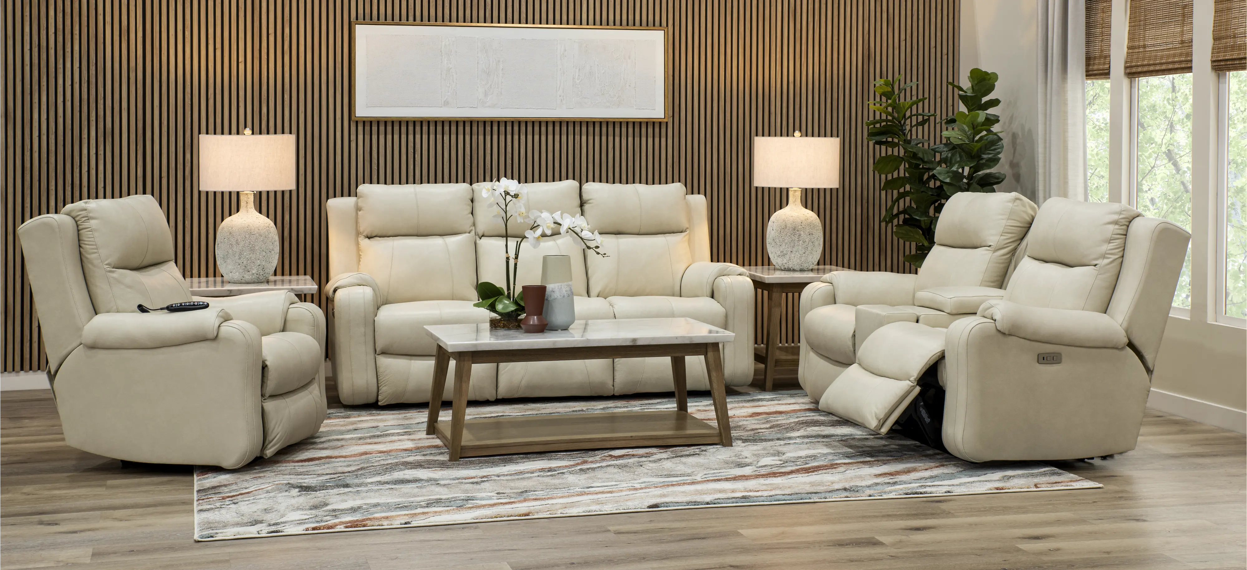 Contour Eggshell Power Reclining Sofa-2
