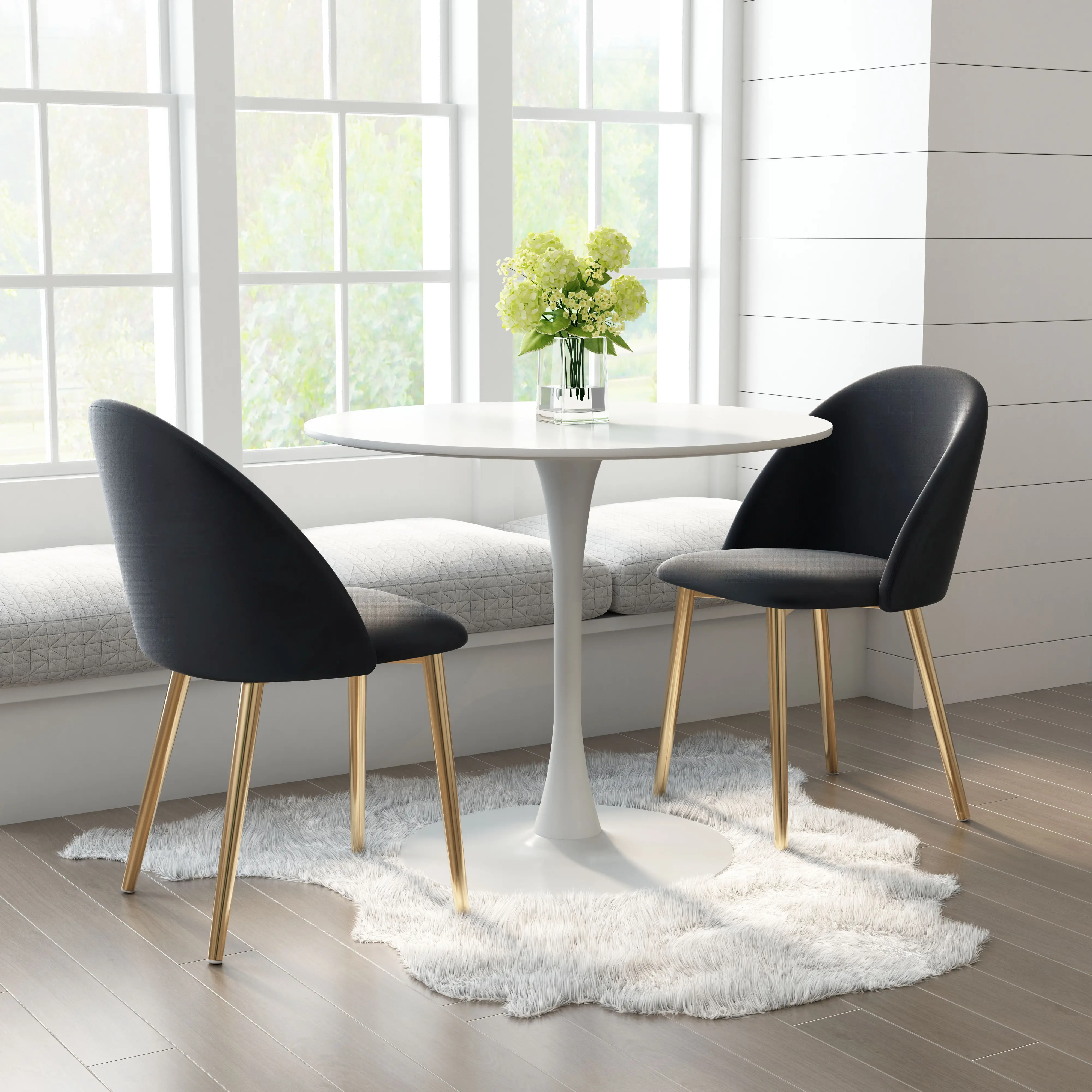 Cozy Black and Gold Dining Chair, Set of 2-2