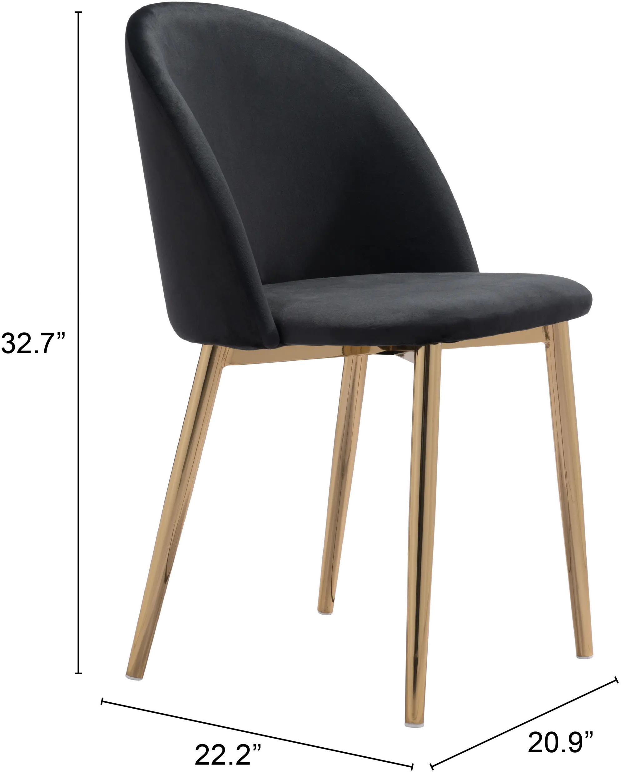 Cozy Black and Gold Dining Chair, Set of 2-7