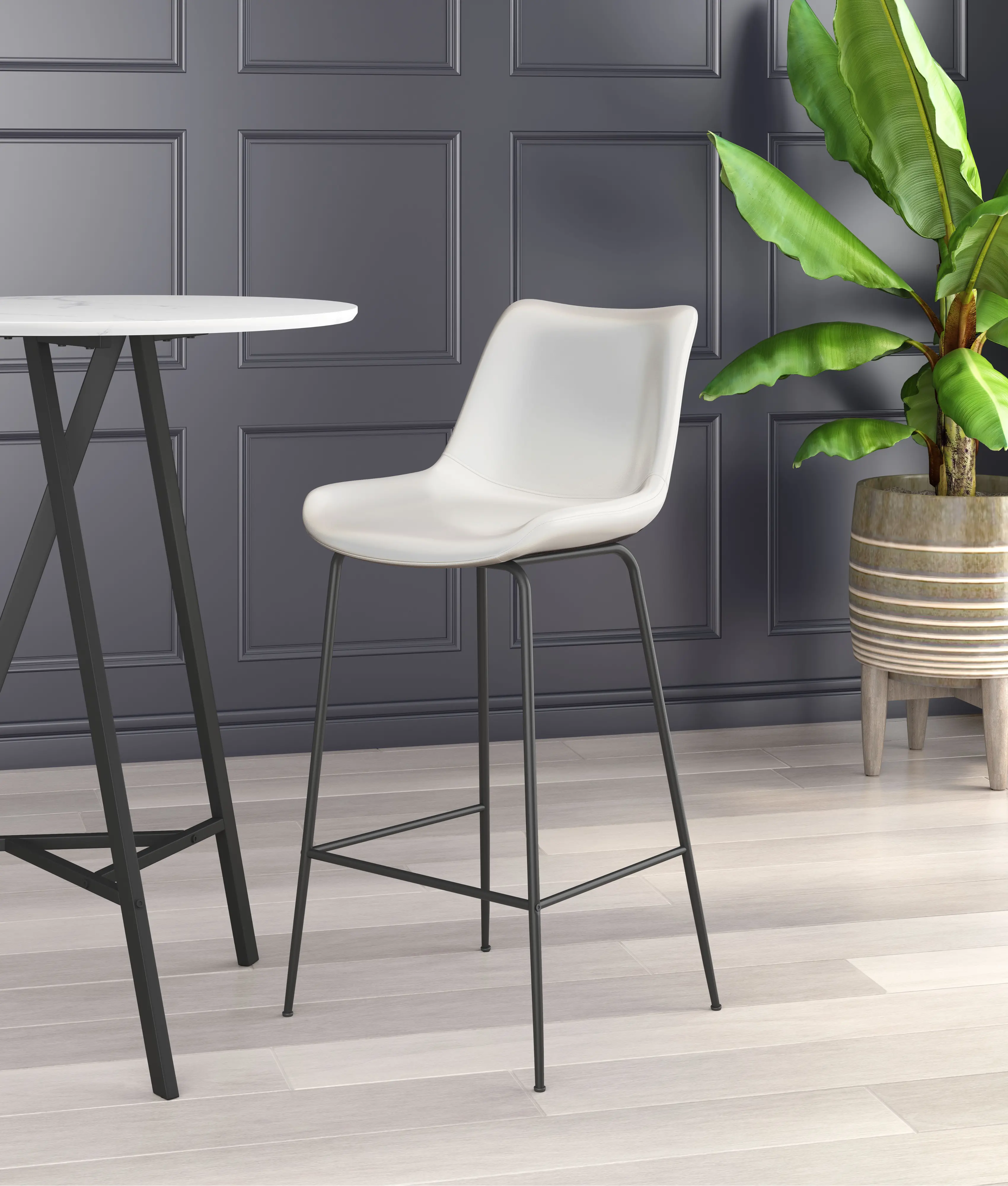 Byron Mid Century White Barstool-2