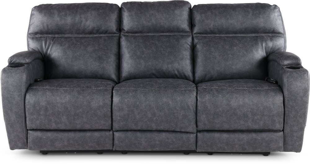Jaguar Black Power Reclining Sofa with Headrest and Lumbar