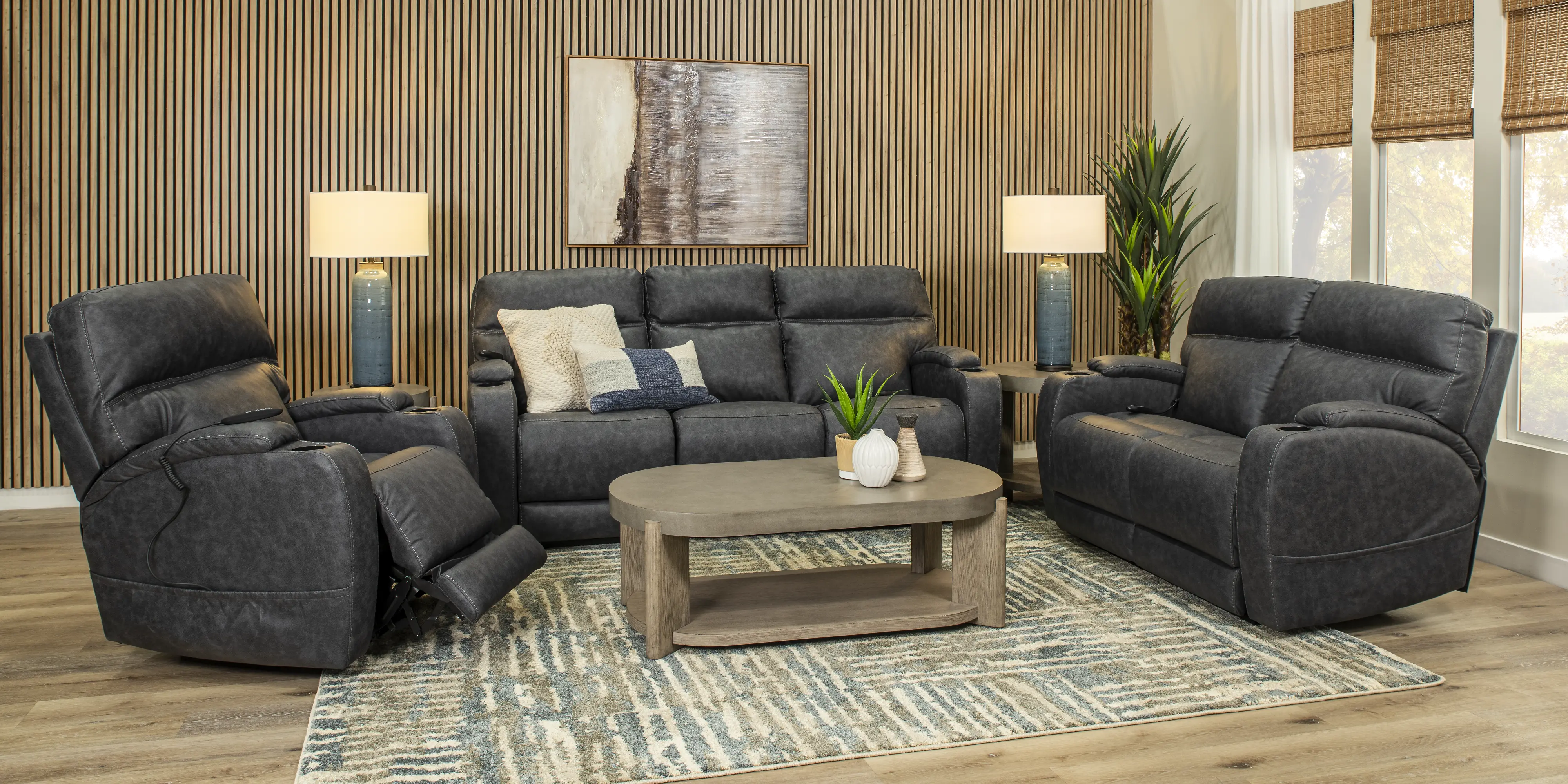 Jaguar Black Power Reclining Sofa with Headrest and Lumbar-2