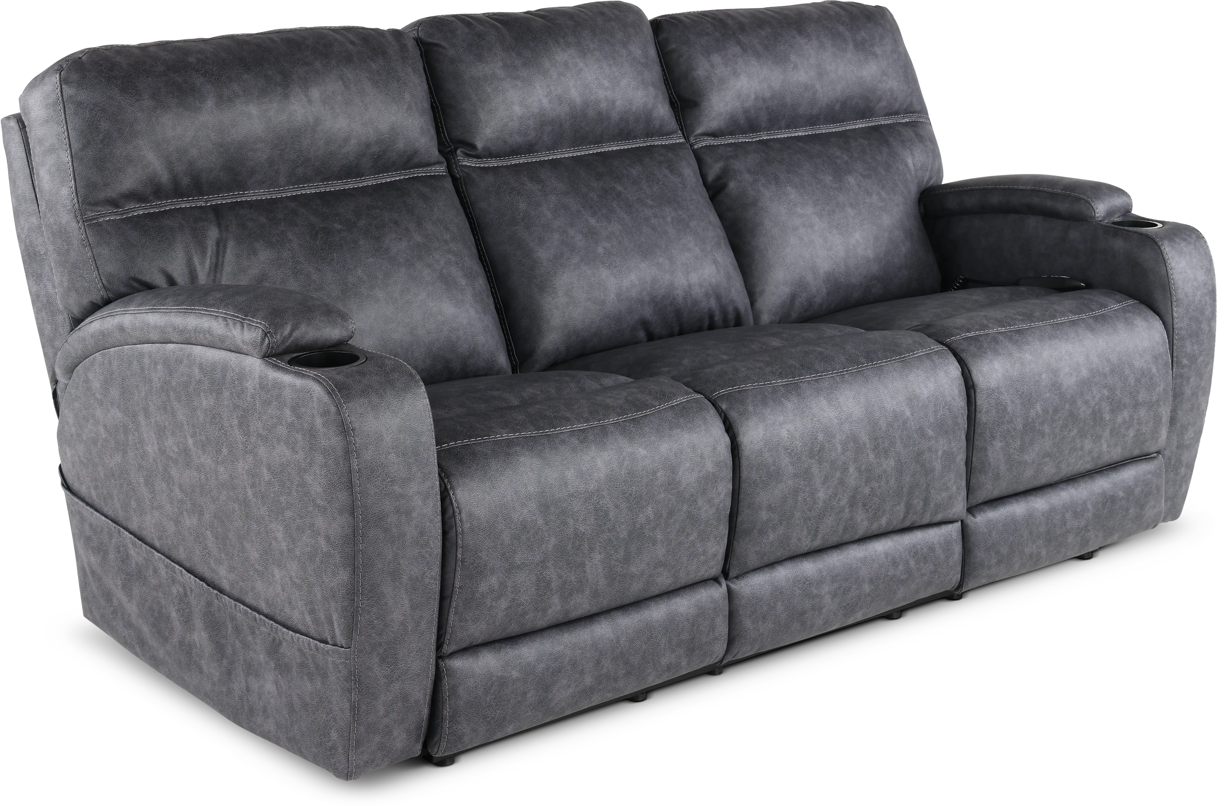 Jaguar Black Power Reclining Sofa with Headrest and Lumbar-4