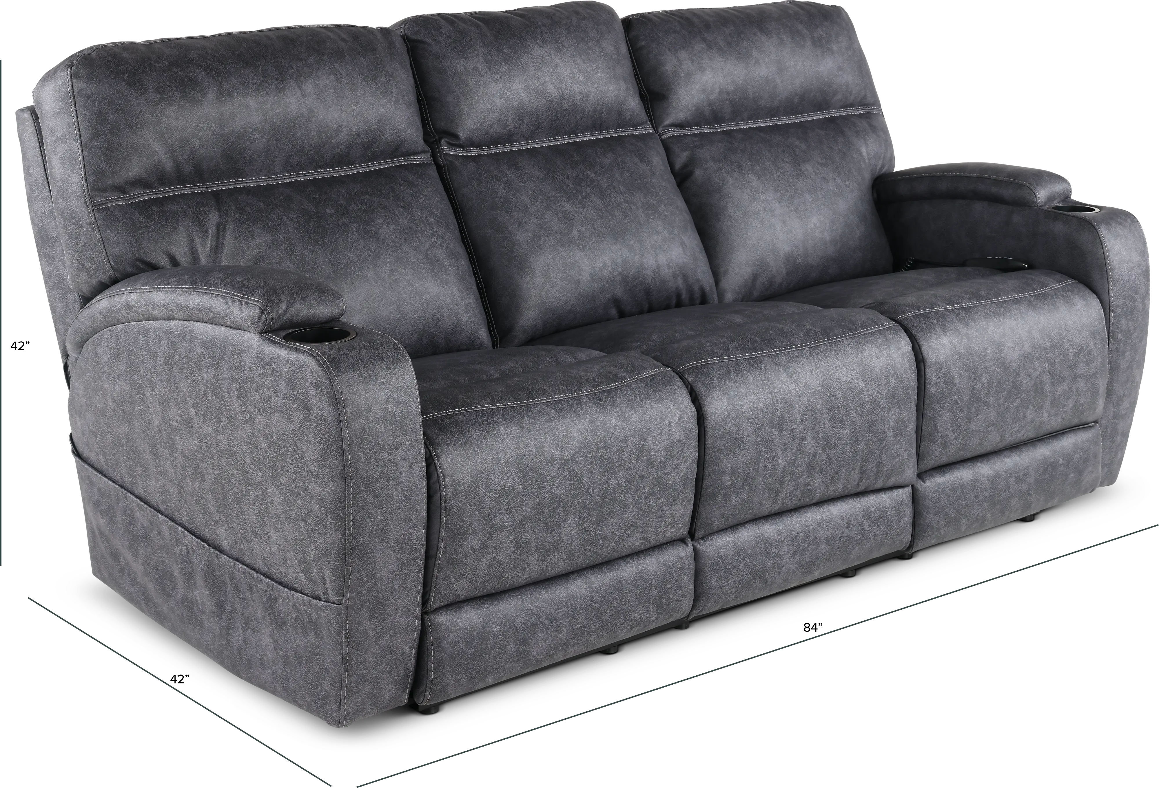 Jaguar Black Power Reclining Sofa with Headrest and Lumbar-3