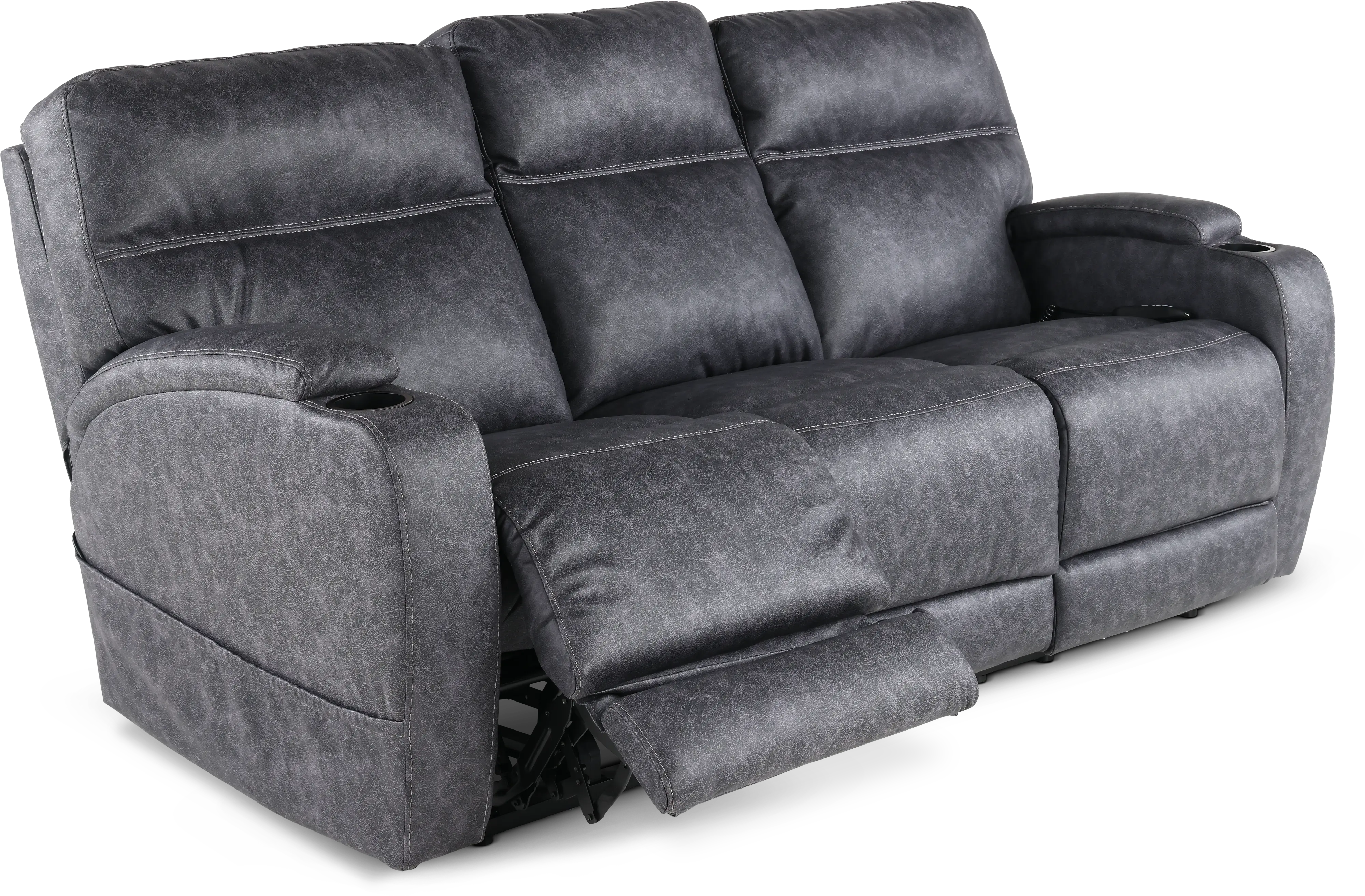 Jaguar Black Power Reclining Sofa with Headrest and Lumbar-6