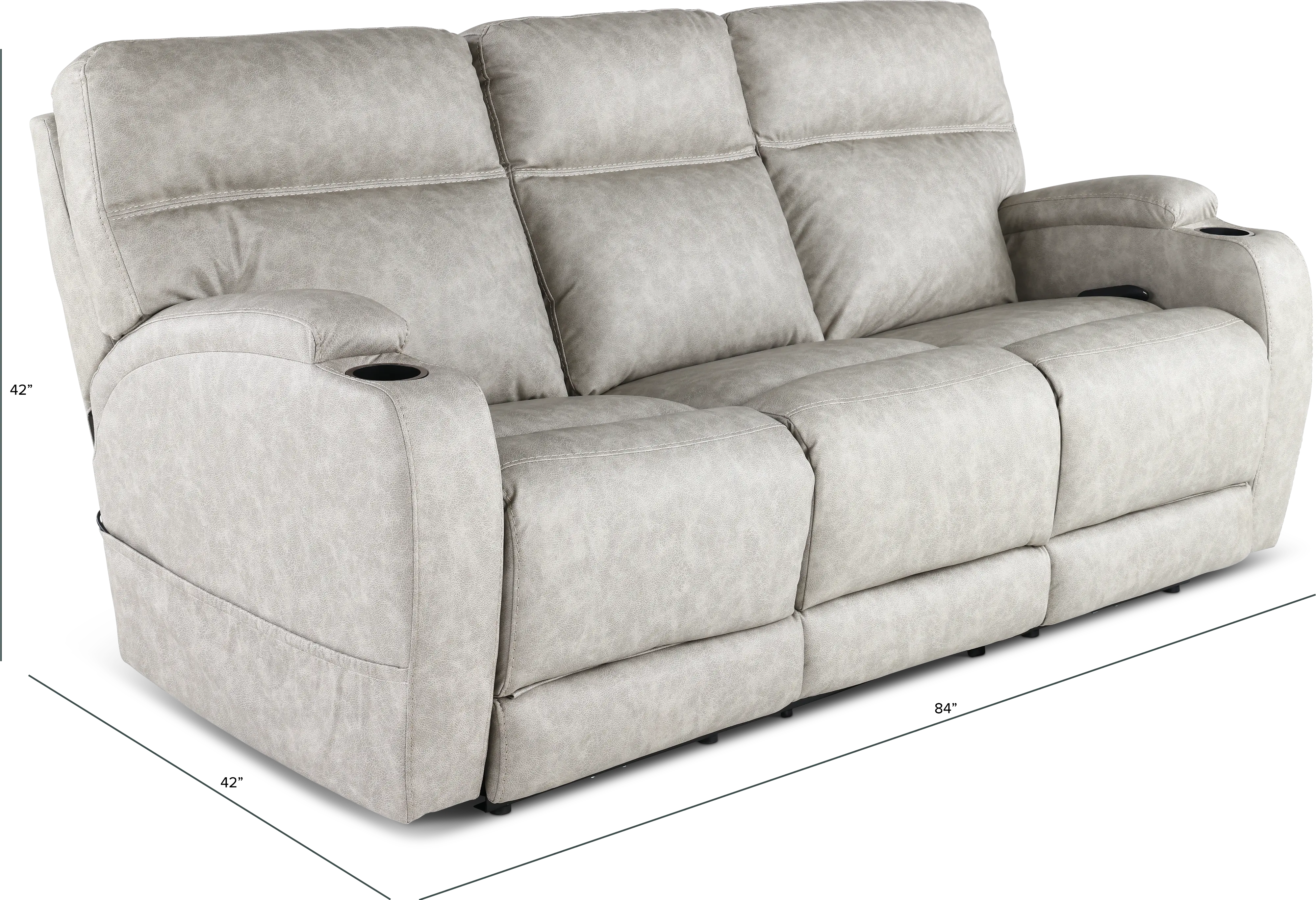 Jaguar Pebble Power Reclining Sofa with Headrest and Lumbar-3