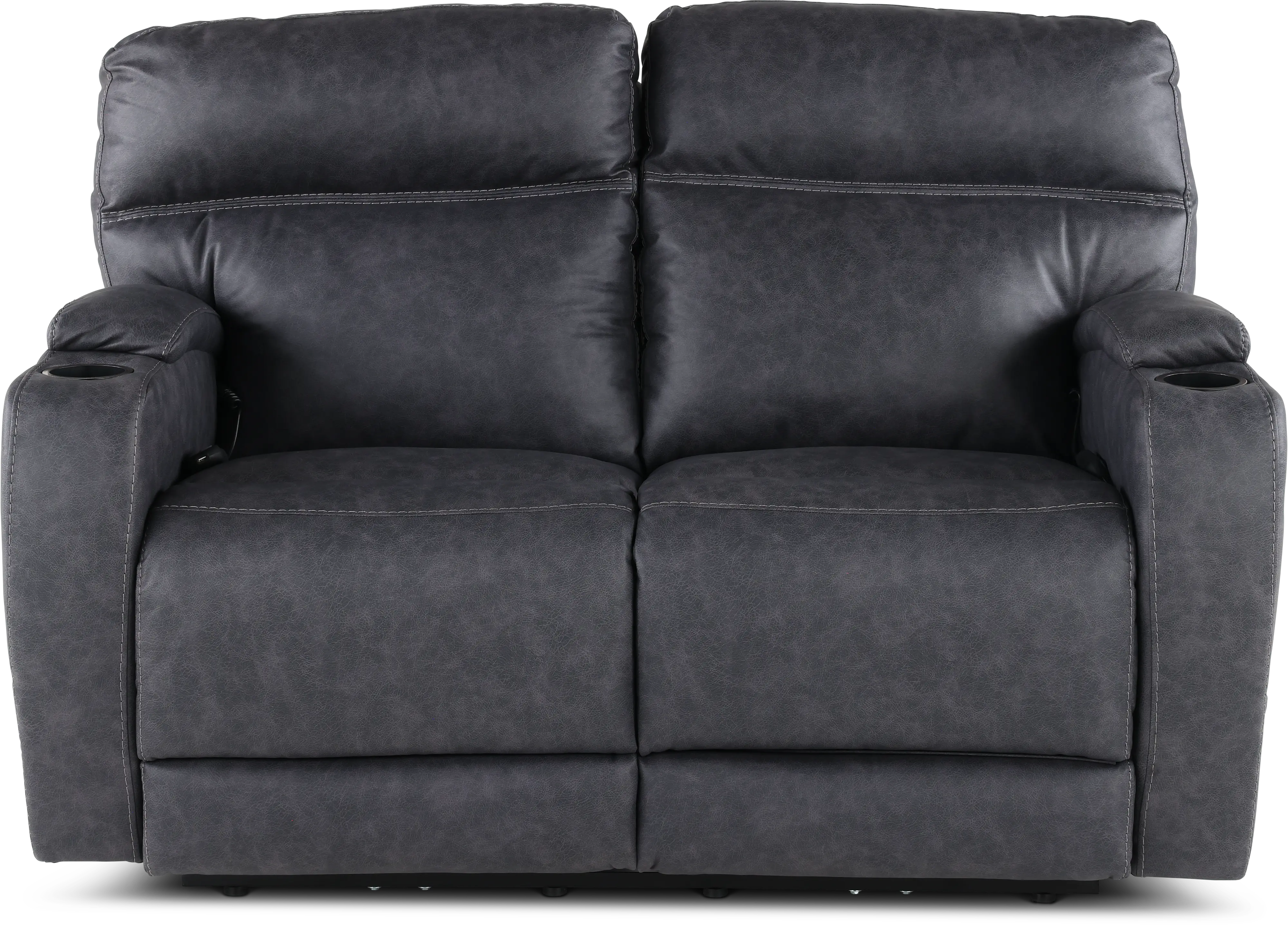 Jaguar Charcoal Power Reclining Loveseat with Headrest and Lumbar-1