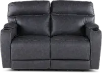 Jaguar Charcoal Power Reclining Loveseat with Headrest and Lumbar