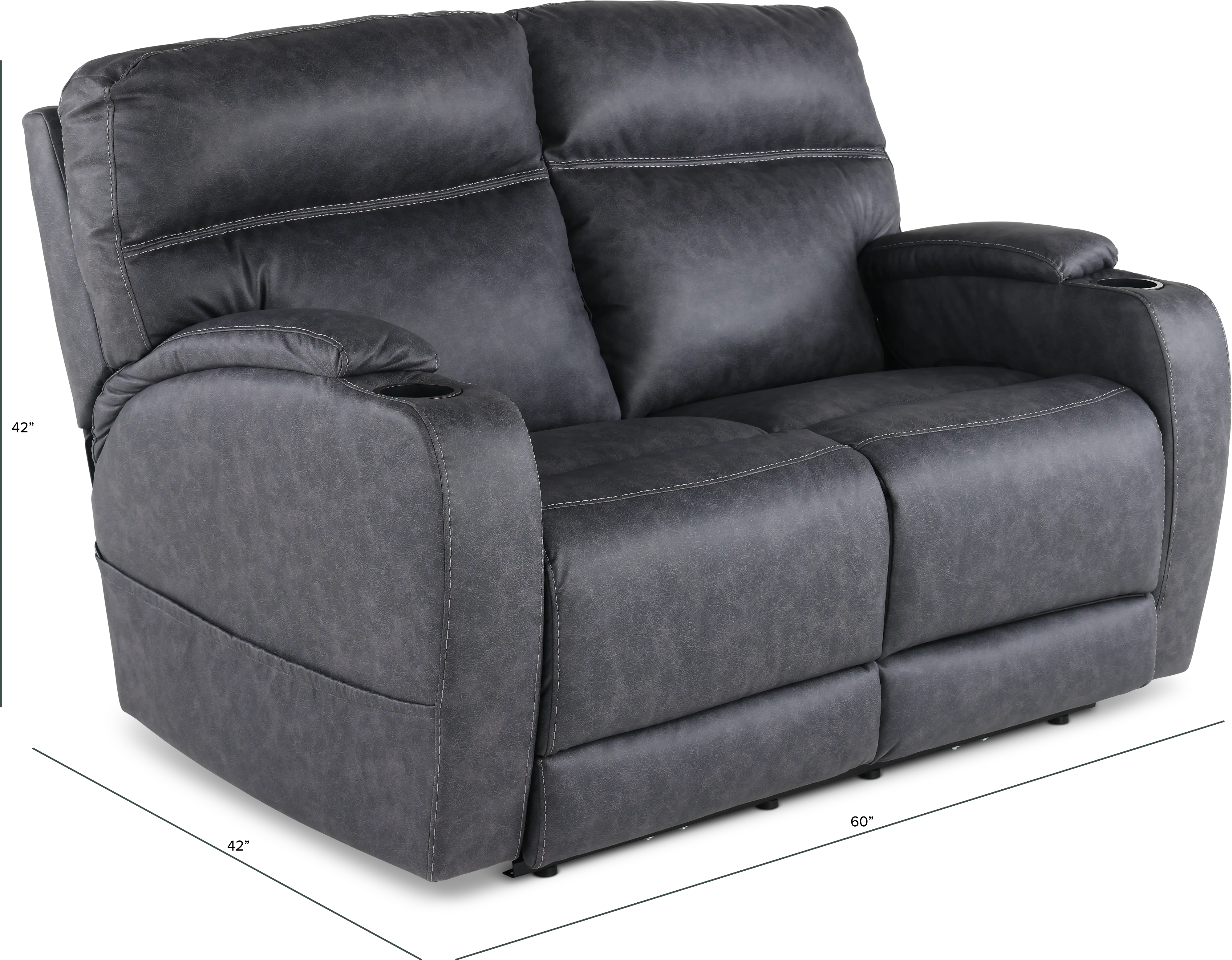 Jaguar Charcoal Power Reclining Loveseat with Headrest and Lumbar-3