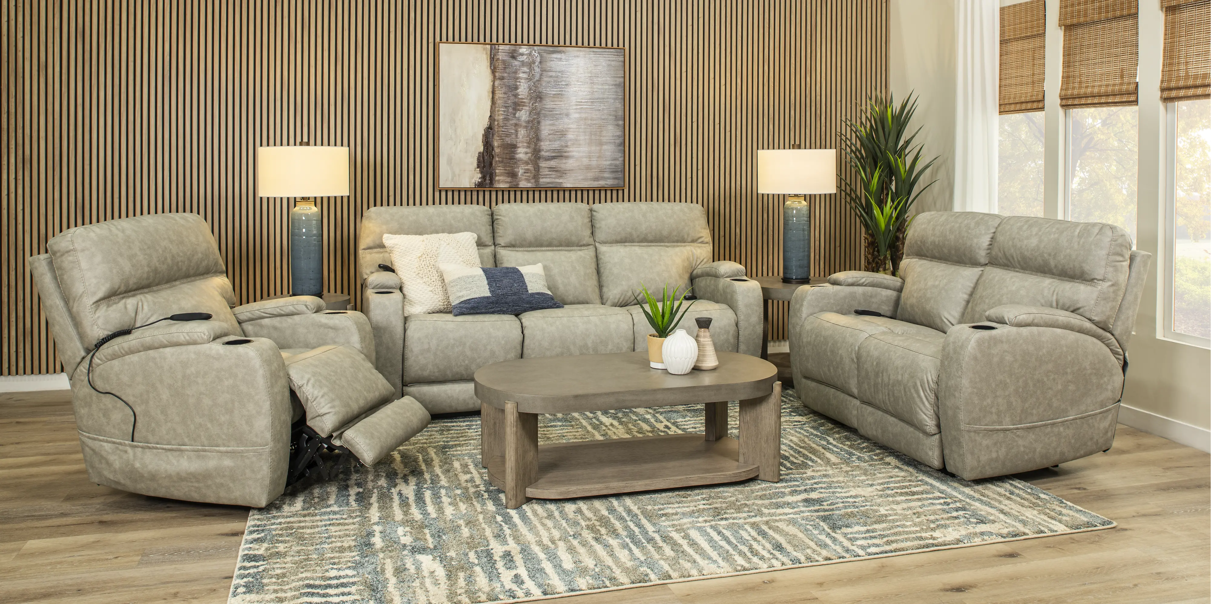 Jaguar Pebble Power Reclining Loveseat with Headrest and Lumbar-2