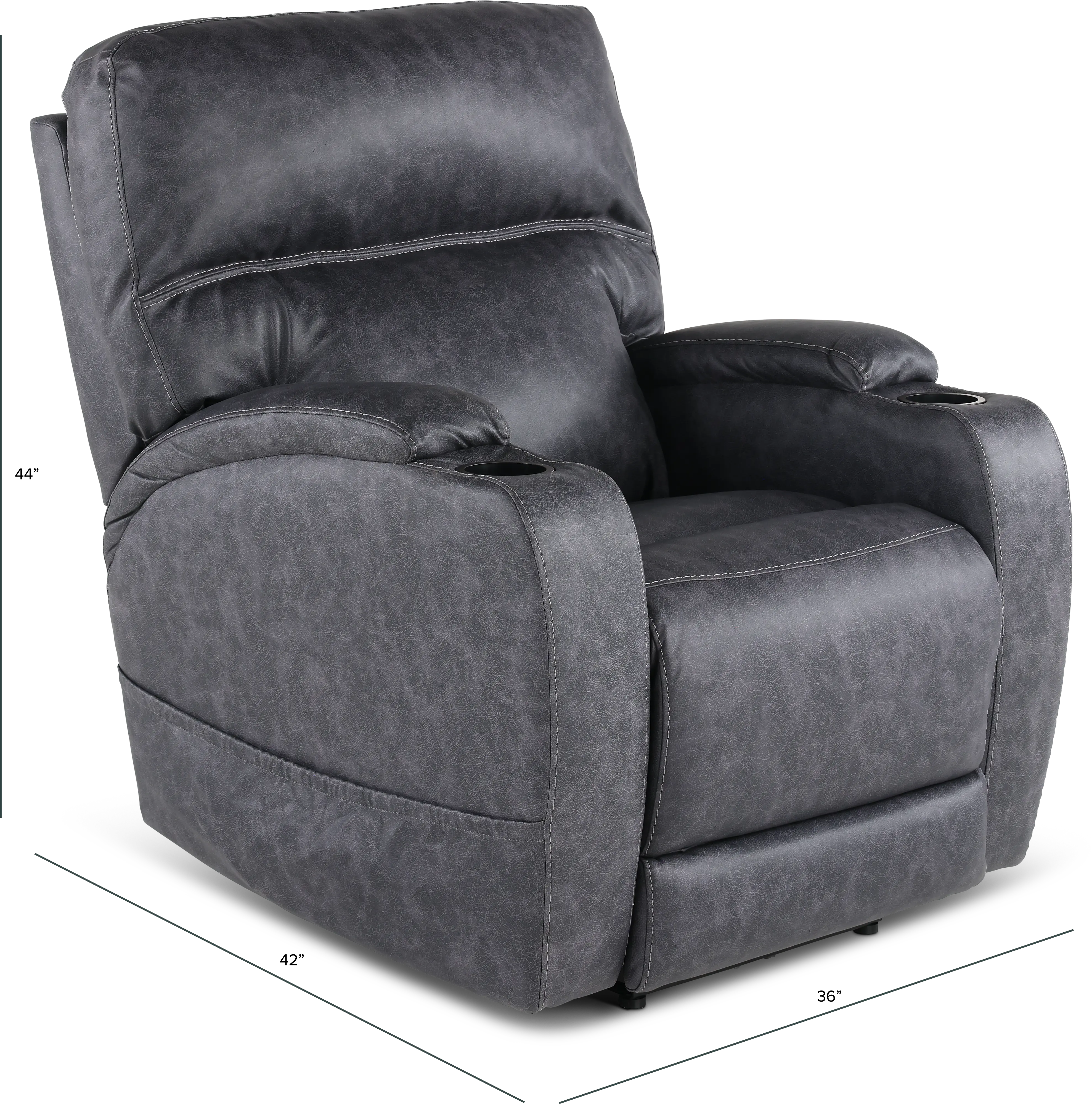 Jaguar Charcoal Power Recliner with Headrest and Lumbar-3