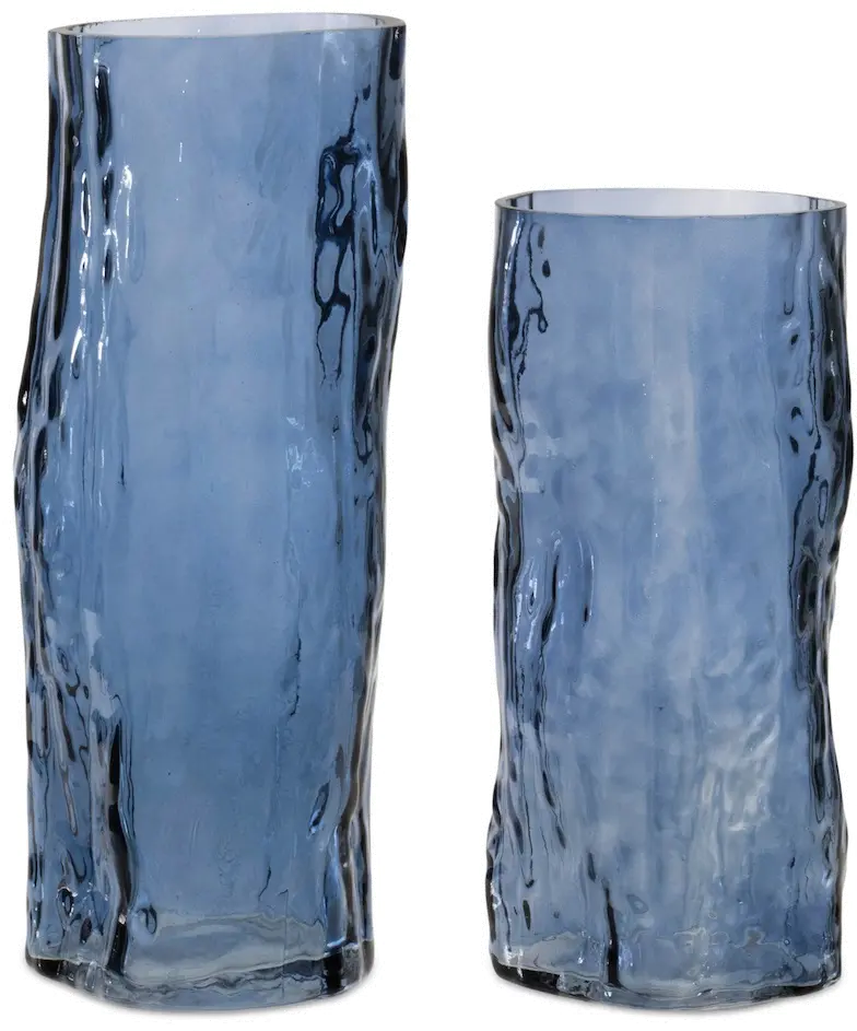 Large 9.5 Inch Blue Textured Vase-1