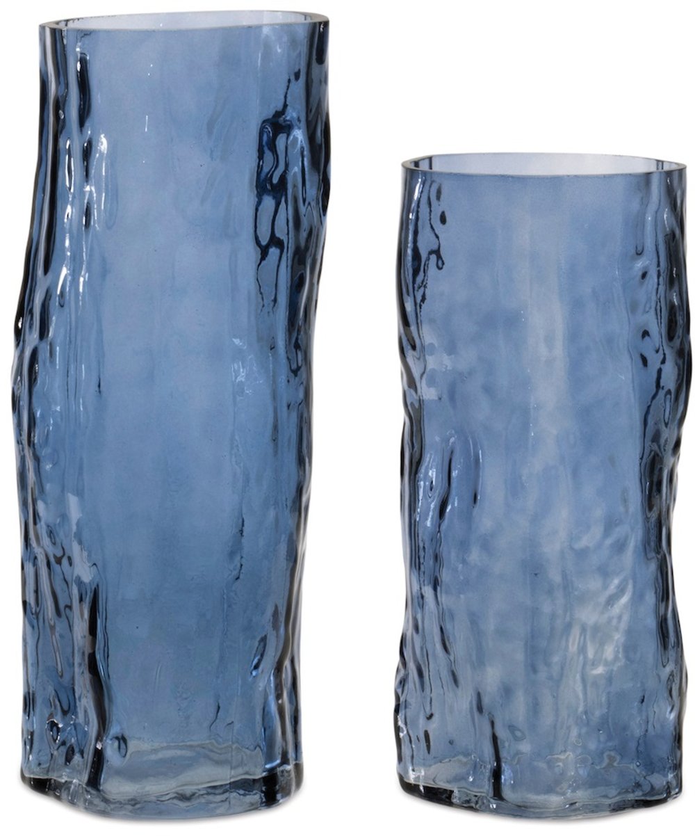 Large 9.5 Inch Blue Textured Vase