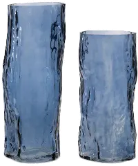 Large 9.5 Inch Blue Textured Vase