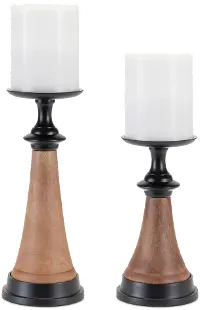 Small Wood and Iron Candle Holder