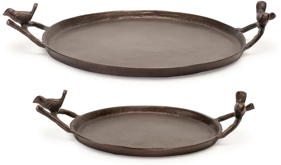 Small Copper Tray with Bird Handles-1