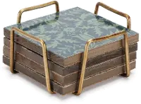 Green and Blue Coaster Set in Stand