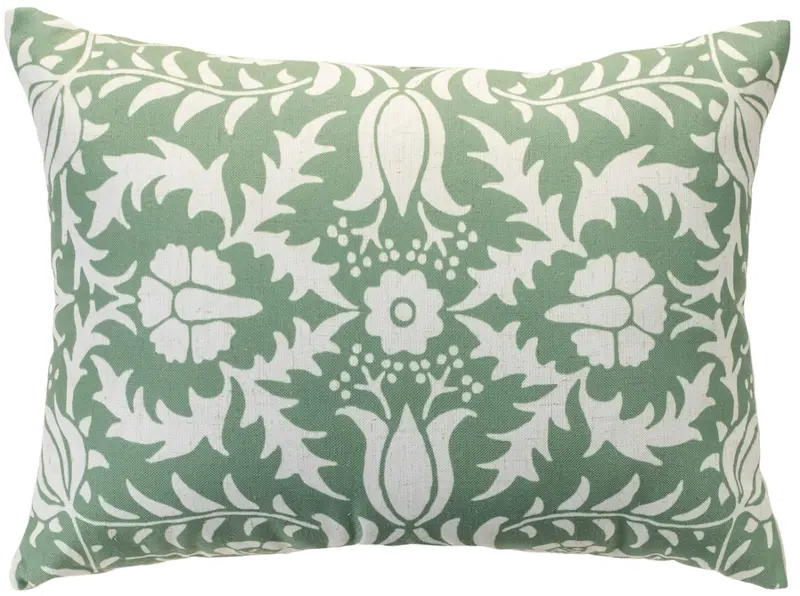 Sage Green and White Botanical Toss Pillow