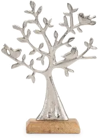 Silver Metal Tree with Birds