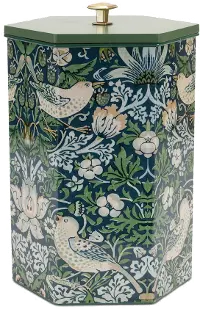 Blue and Green Bird-Themed Octagon Canister