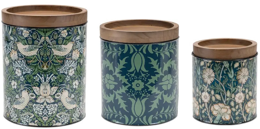 Small 6.75  Green Floral Canister-1