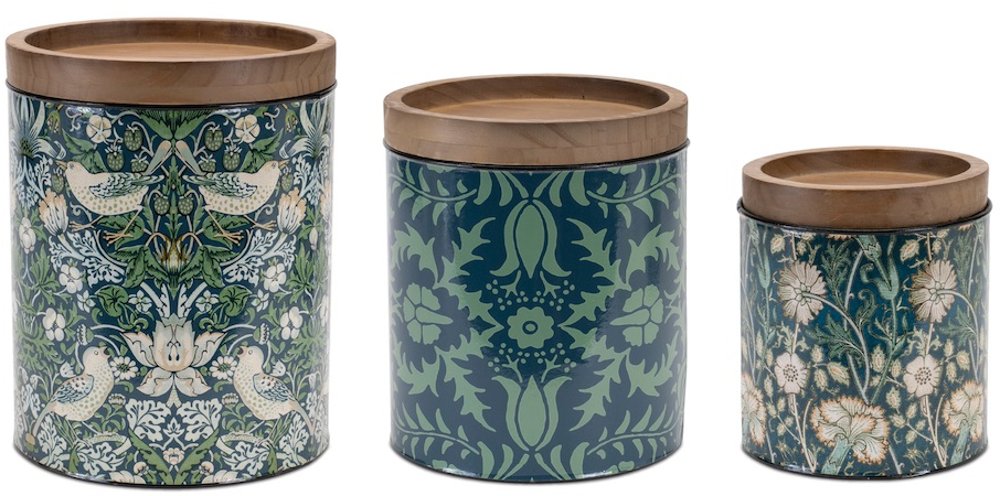 Small 6.75" Green Floral Canister