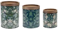 Small 6.75  Green Floral Canister