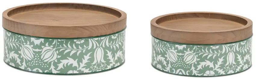 Large Round Sage Green Deco Box with Lid-1
